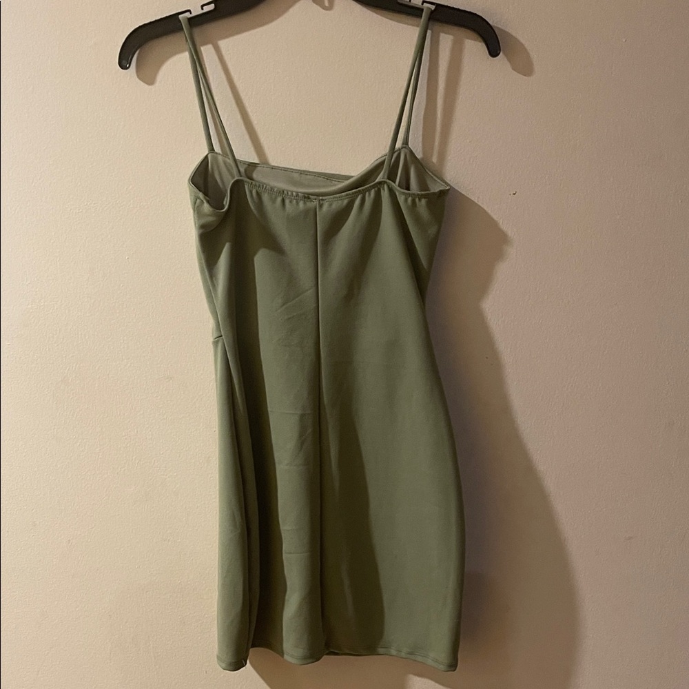 Sleek Olive Green/ Sage Mini Dress - Picture 4 of 4